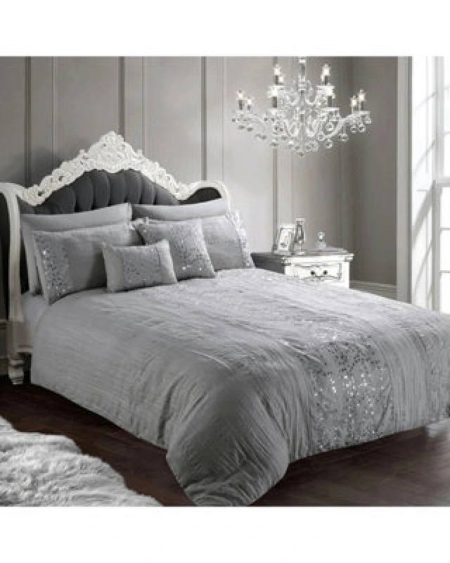 Image of Intimates Silver Amara Crinkle Duvet Cover And Pillowcase Set Single