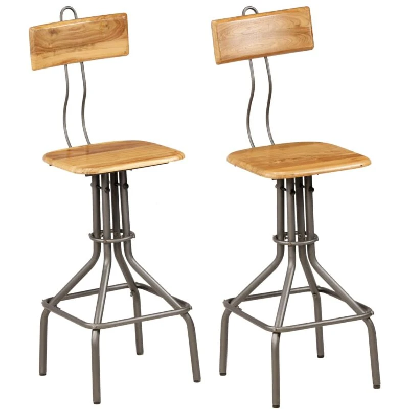 Image of Vidaxl Bar Chairs 2 Pcs Solid Reclaimed Teak Wood, Brown 245807