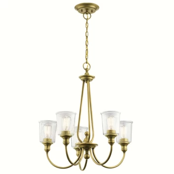 image of Waverly 5 Light Chandelier, Natural Brass, E27 - Elstead