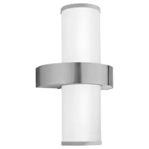 Image of IP44 Outdoor Wall Light Stainless Steel & Silver 2 x 60W E27 Lamp Bulb