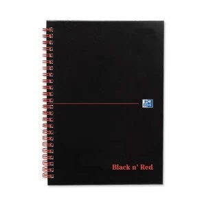 image of Black n Red A5 90gm2 140 Pages Ruled and Perforated Wirebound NotebookMatt Black Pack of 5