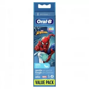 Image of Oral B Kids Spiderman Replacement Heads Toothbrush 4Pcs