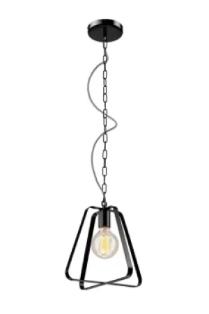 image of Riccardo Wire Frame Pendant Ceiling Light Black, 1x E27