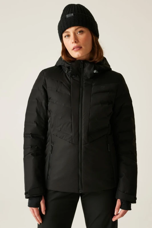 Image of Dare 2b Womens Gliding Waterproof Insulated Padded Ski Jacket in Jet Black Size: 10 Jet Black Female 10