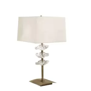 Image of Akira Table Lamp 2 Light E27, Antique Brass With Cream Shade