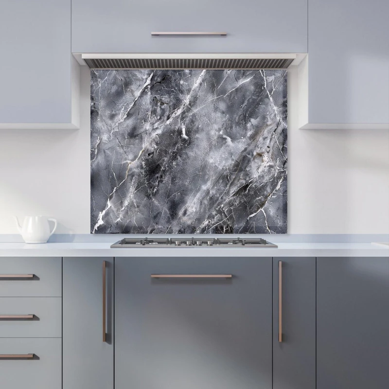 Image of Warren Reed - Designer Deep Grey Marble Effect Kitchen Splashback in Green Size: 600mm x 750mm Green Unisex 600mm x 750mm