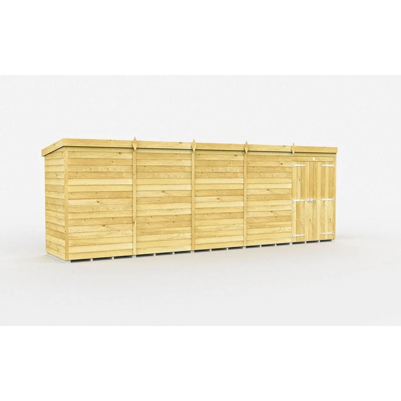 Image of Buttercup Farm 20 x 4 Feet Pent Shed - Double Door W/O Window - L118 x W589 x H201cm in Brown Brown Unisex