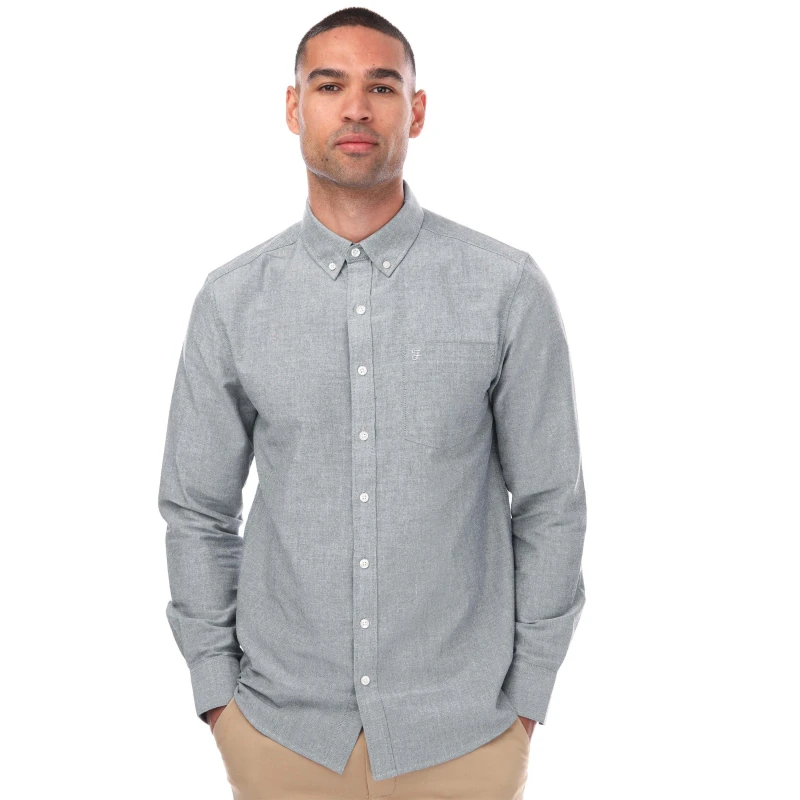 Image of Farah Drayton Long Sleeve Shirt - Blue Blue S