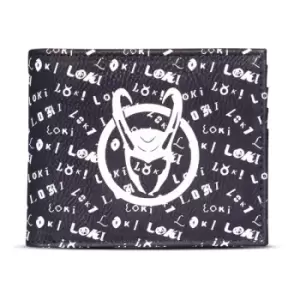Image of Marvel Comics Loki Symbols & Logos Bi-fold Wallet - Black