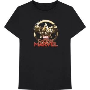 Image of Marvel Comics - Captain Marvel Star Logo Unisex Large T-Shirt - Black