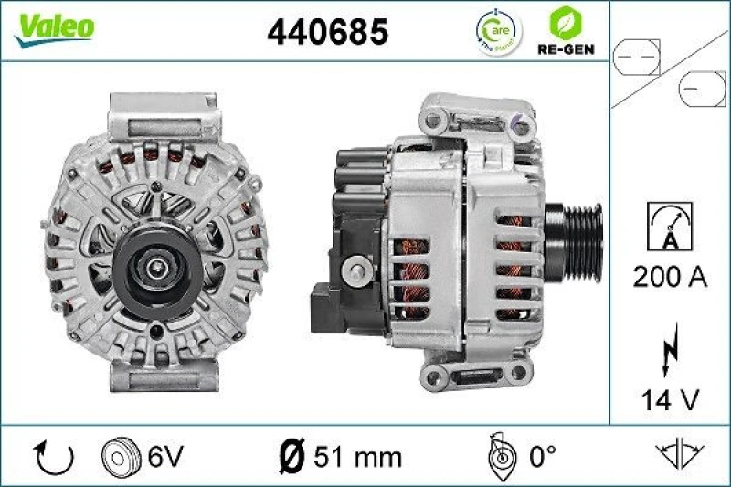 Image of VALEO 440685 Generator Alternator Charging Current: 200A, Voltage: 14V Alternator (4)