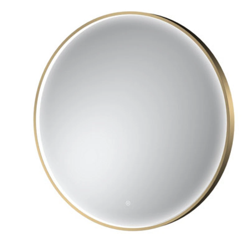 Image of Hudson Reed Mensa Wall Hung LED Touch Sensor Mirror, Contemporary Round Bathroom Design In Brushed Brass, 800X800mm