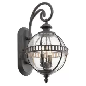 Image of Halleron 2 Light Outdoor Globe Wall Lantern Light Grey IP44, E14