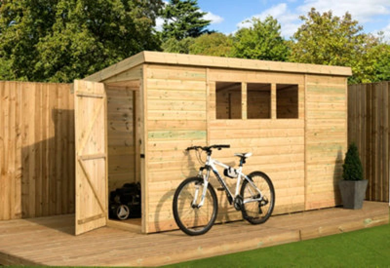 Image of Empire Sheds Empire 2500 Pent 12x7ft Wooden Garden Shed Door Right Side Panel, Green P12X73LS