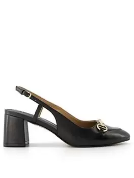 Image of Dune London Dune Cassie Snaffle Trim Leather Sling Backs - Black, Size 4, Women