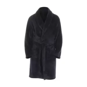 image of Pierre Roche Mens Flannel Fleece Robe (M) (Navy)