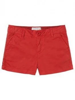 Image of Fat Face Girls Alice Chino Shorts - Red, Size Age: 9-10 Years, Women