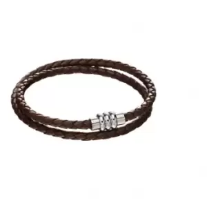 Image of Fred Bennett Section Tube Clasp Brown Knot Leather Bracelet B5132