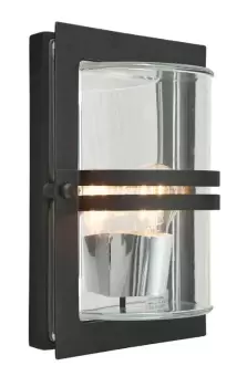 image of Basel 1 Light Outdoor Flush Wall Light Black IP54, E27