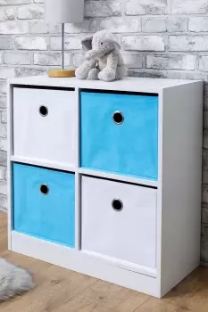 Image of Jazz 4 Cube Storage Unit with Drawers - Blue - MDF