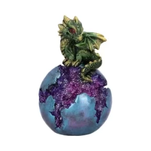 Image of Geode Guard Green Dragon Sphere Crystal Figurine
