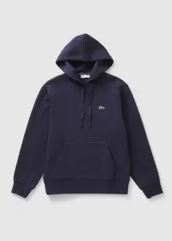 image of Lacoste Womens Loose Fit Hoodie With Croc Logo In Navy Blue