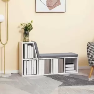 Image of 2 Tier Bookcase Storage Cabinet w/ Removable Cushions, white