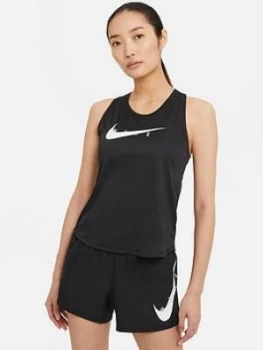 Image of Nike Running Swoosh Tank, Black, Size L, Women