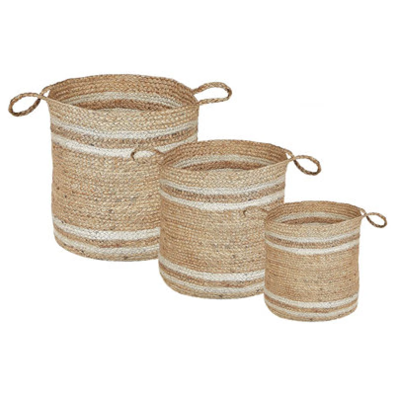 Image of Beliani Set Of 3 Baskets Zhob Jute Natural