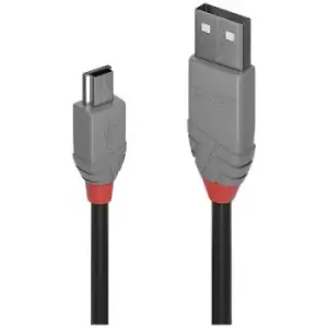 Image of LINDY USB cable USB 2.0 USB-A plug, USB-Mini-B plug 3m Black 36724