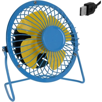 image of Deuba - USB Ventilator Table Mini Fan Tilt Office PC Computer Metal Portable Laptop Desk Blue