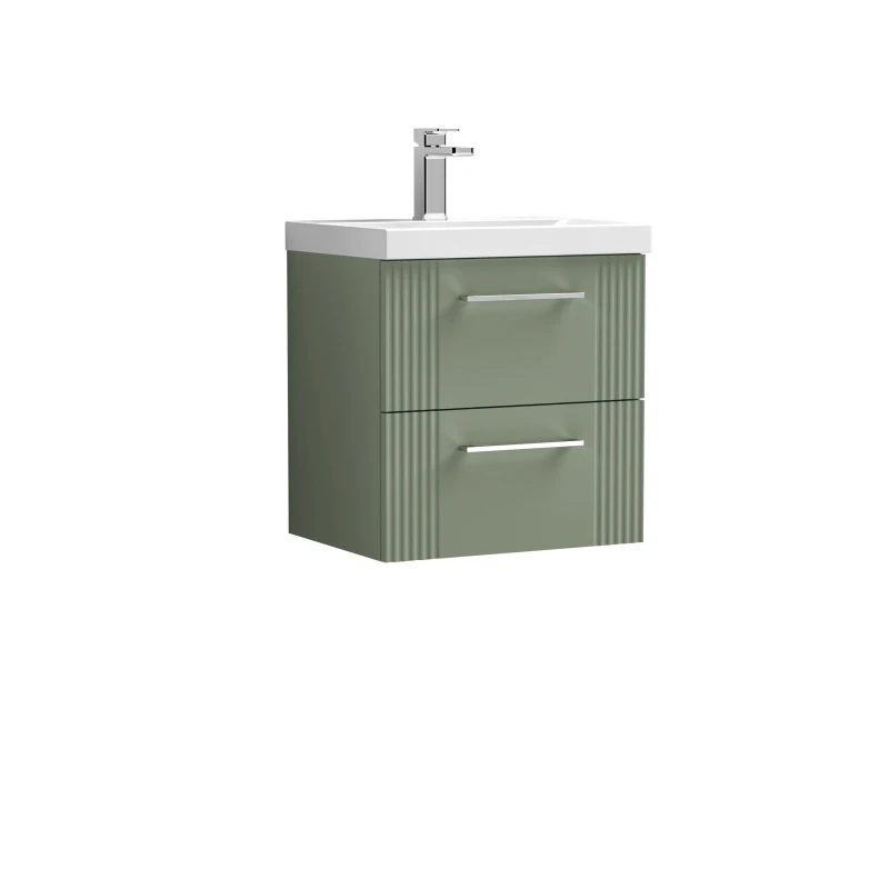 Image of Balterley 2 Drawer Wall Hung Vanity Unit with MidEdge Basin Green 500mm Green