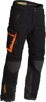 Lindstrands Sunne Waterproof Motorcycle Textile Pants, black-orange, Size 58, black-orange, Size 58