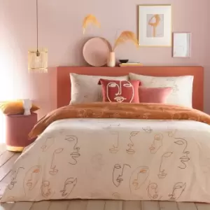 Image of Furn. Kindred Apricot Reversible Duvet Cover and Pillowcase Set Orange, Yellow and Brown