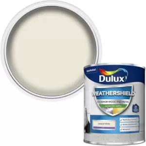 Image of Dulux Weathershield Exterior Quick Dry Almond White Satin Paint 750ml