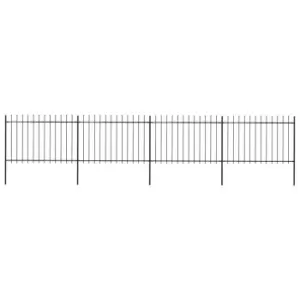 image of Vidaxl Garden Fence With Spear Top Steel 6.8X1.2 M Black