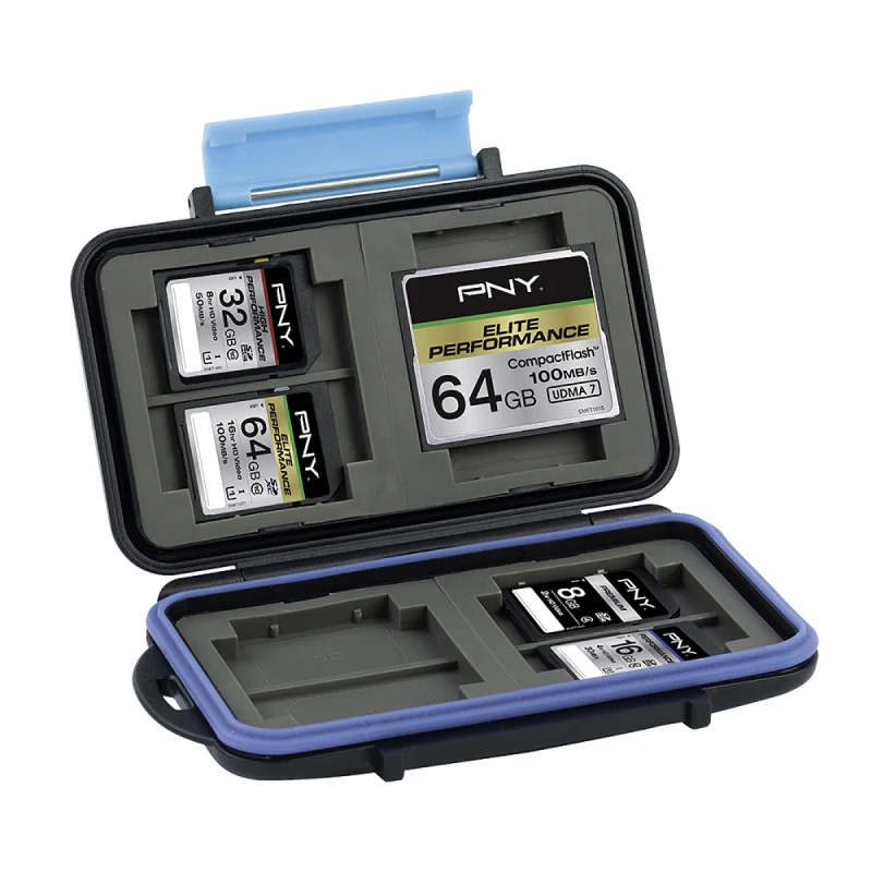 Image of PNY CASECF4SD8-RB memory card case Polycarbonate. Rubber Black. Blue