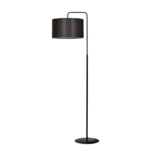 Image of Emibig Trapo Black Floor Lamp with Shade with Wenge Fabric Shades, 1x E27