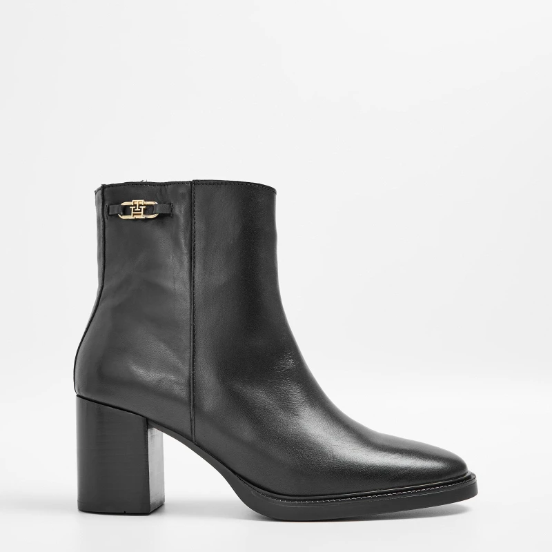 Image of Tommy Hilfiger Womens Stacked Heel Ankle Boots Black female 4 (37)