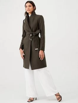 Image of Ted Baker Ellgenc D-Ring Wrap Coat - Green, Size 4=14, Women