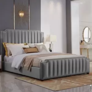 Image of Envisage Trade - Klara Upholstered Beds - Plush Velvet, Super King Size Frame, Grey - Grey
