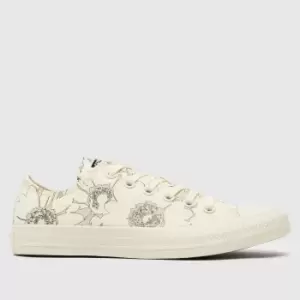 image of Converse White & Beige Summer Florals Ox Trainers