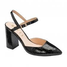 image of Ravel Black Croc-Print 'Zaza' Patent Court Shoes - 3