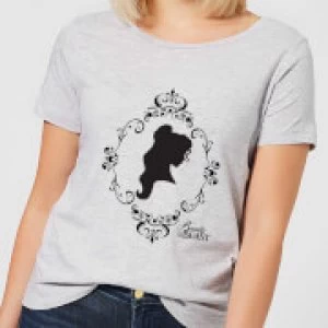 Image of Disney Beauty And The Beast Belle Silhouette Womens T-Shirt - Grey - 3XL