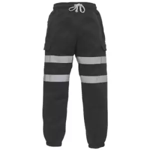 Image of Yoko Adults Unisex Hi Vis Jogging Pants (2XL) (Black) - Black