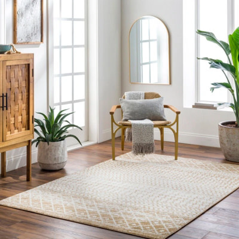 Image of Livabliss Scandi Geometric Caramel Mila Area Rug 120 X 170 Cm - Easy Care, Non Shedding, Ideal For Living Room & Bedroom