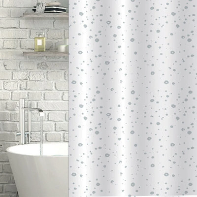 Image of Showerdrape Droplets White Shower Curtain, White DROPSC