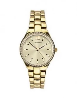 image of Sekonda Sekonda Champagne Dial Gold Stainless Steel Bracelet Ladies Watch