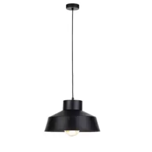 image of Moon Dome Pendant Ceiling Light Black, 34cm, 1x E27