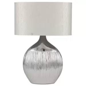 image of Ritzo Etched Stripe Textured Ceramic Table Lamp Silver/Champagne Gold